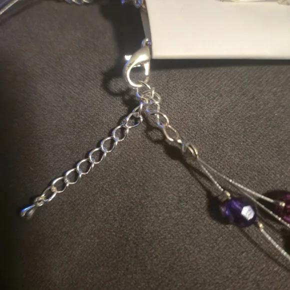 Penningtons Purple Multi-Strand Illusion Necklace & Dangle Earrings Jewelry Set - Picture 9 of 12